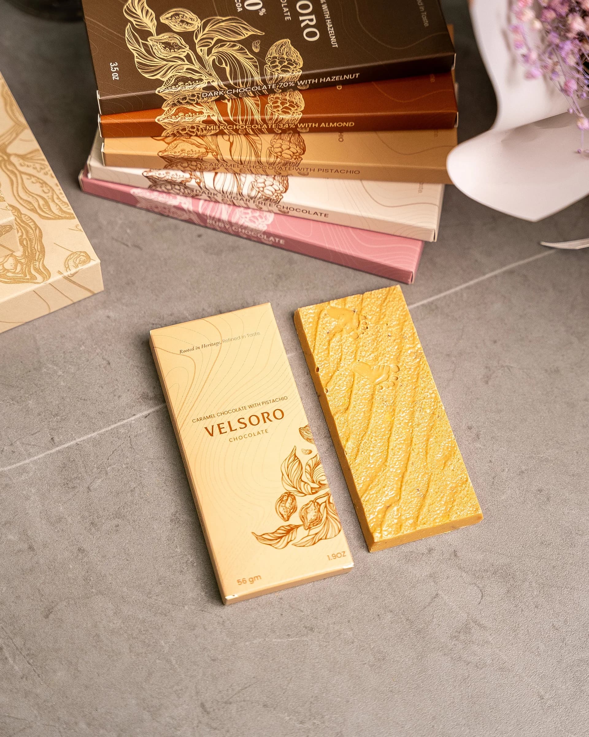 Velsoro Caramel & Pistachio Bar 56g